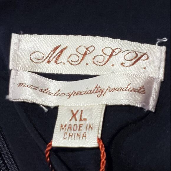 M.S.S.P. Palm Print Renee Cocktail Dress Sleeveless Sheath Navy Green Black XL - Picture 5 of 9